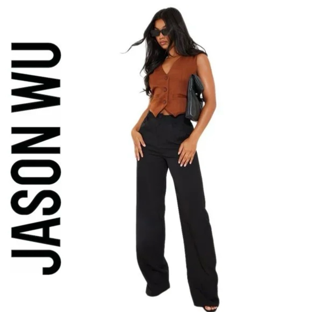 Nwot Jason Wu Rust/Burnt Orange Button Down V Nec… - image 1